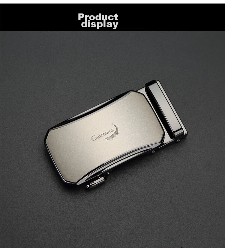 CROCODILE Valentine's Day Gift for Men, Single Automatic Buckle, No Strap, Alloy Leather Belt Buckle with Card Slot, Wearable K 6
