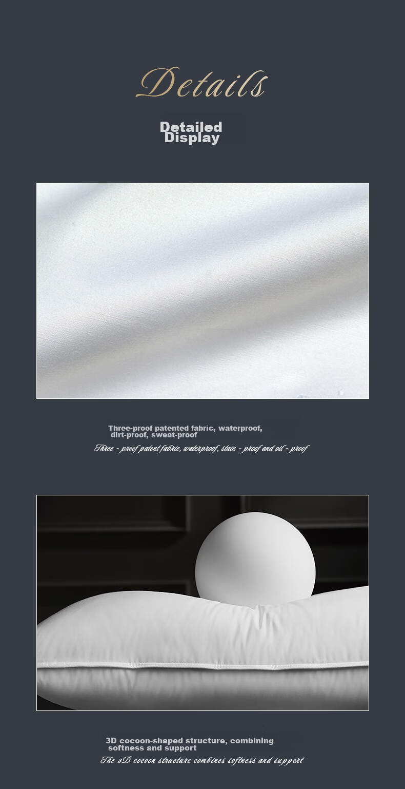 Canasin Hilton Hotel down Pillow, 95% Hungarian White Goose Down Pillow Core, Single Pack, 74*48cm High Pillow 11