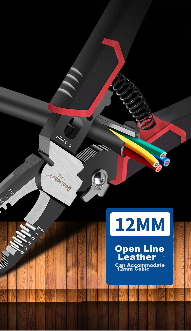 Baolian 9-In Multifunctional Wire Stripping Pliers, Electrician's Needle-Nose Pliers, Wire Stripper, Cable Peeler, Wire Cutter, Versatile Electrician's Specialized Tool 8