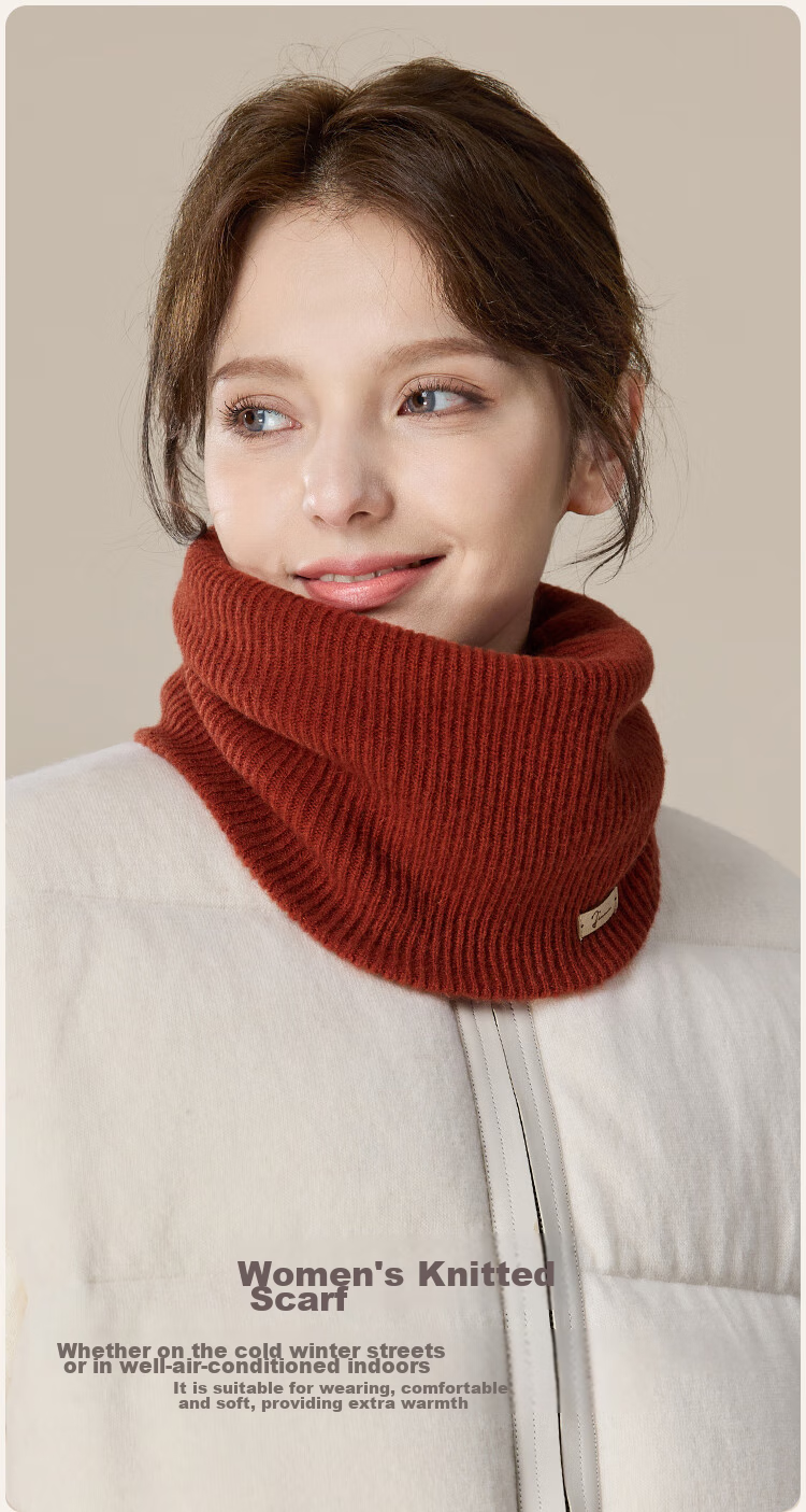 JIUMU Pure Wool Warm Neck Gaiter for Women, Autumn And Winter Thickened Cold-Proof Neck Protector, Winter Outdoor Scarf for Wome 8