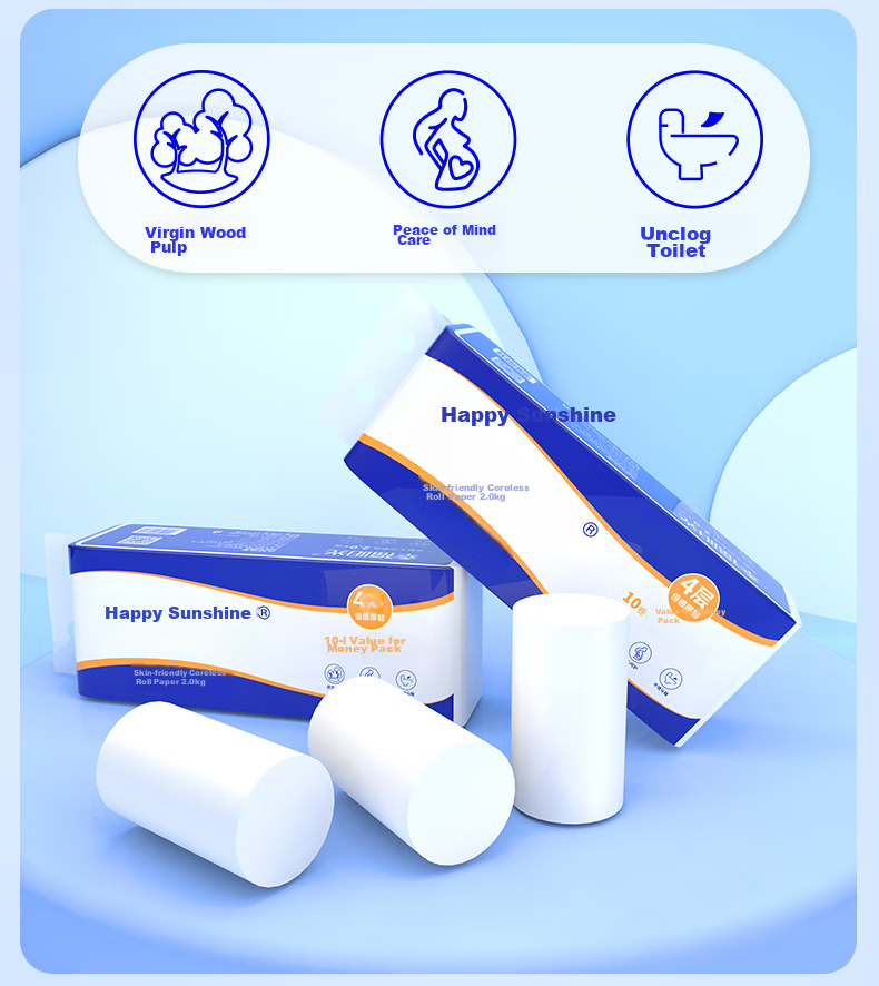 Sunelement Toilet Paper, Classic Series, 4-Ply 200g*10 Rolls, Thick Coreless Toilet Paper, Bathroom Tissue 4