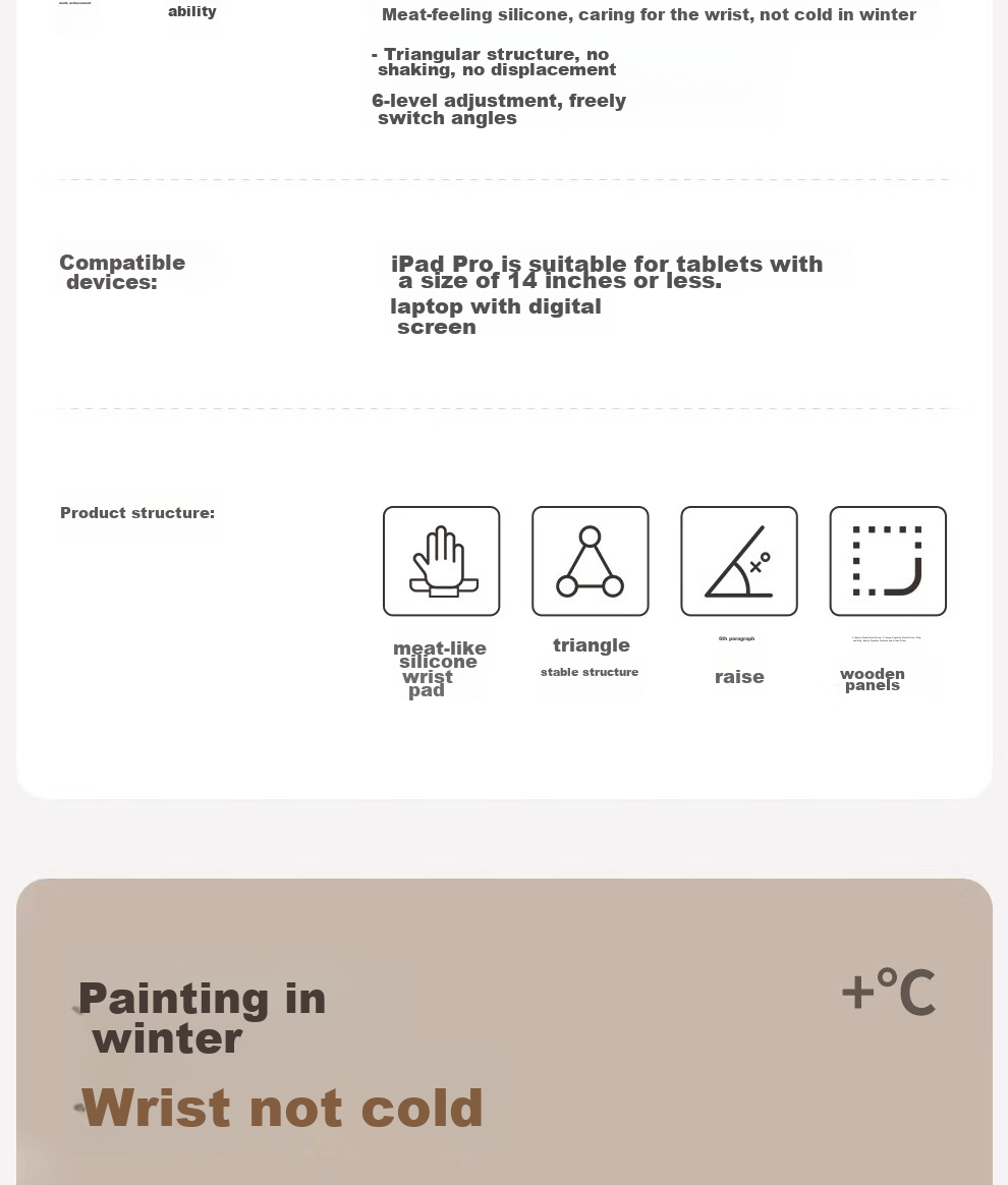 Xiaotian Tablet Stand, IPad Drawing Stand, Wrist Support, Wooden Desktop Drawing Board Stand for 13-Inch IPad Pro, Computer Drawing Board Stand for Painting And Study 2