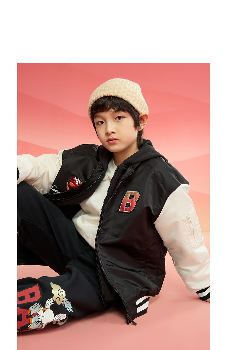 BALABALA Boys' Cotton Jacket, Children's Outerwear, New Spring And Winter Style, Waterproof Versatile Thin Flight Suit, Trendy 2