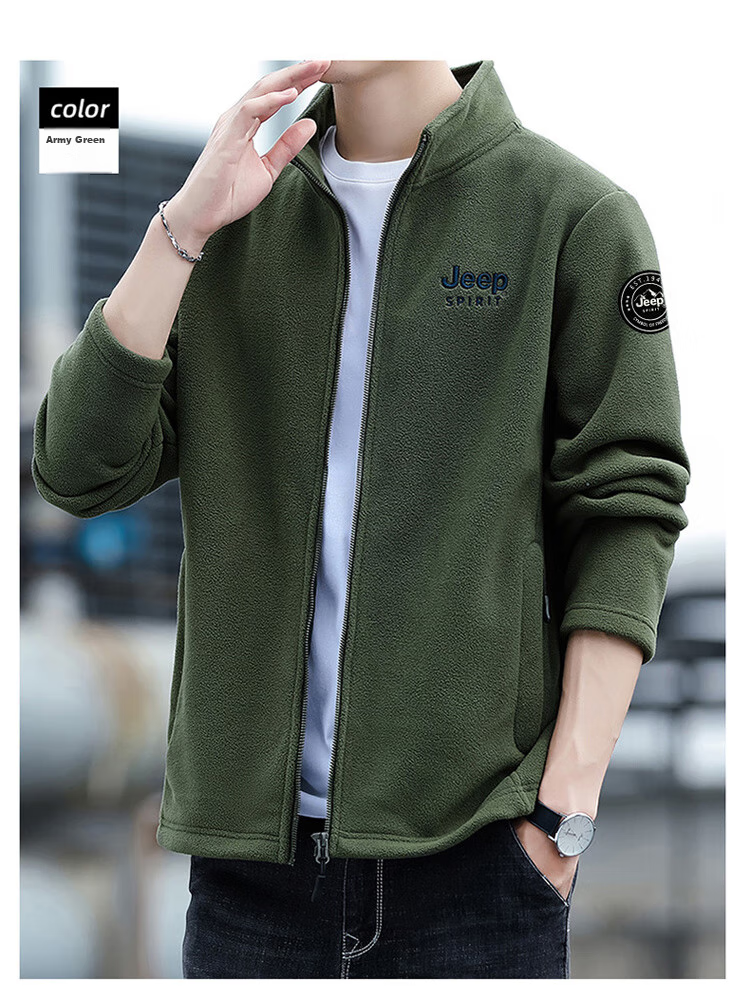 JEEP SPIRIT Men's Jacket, Zip-Up Sweatshirt, Autumn Menswear, Long-Sleeve Loose Casual Trendy Fleece Clothing 19
