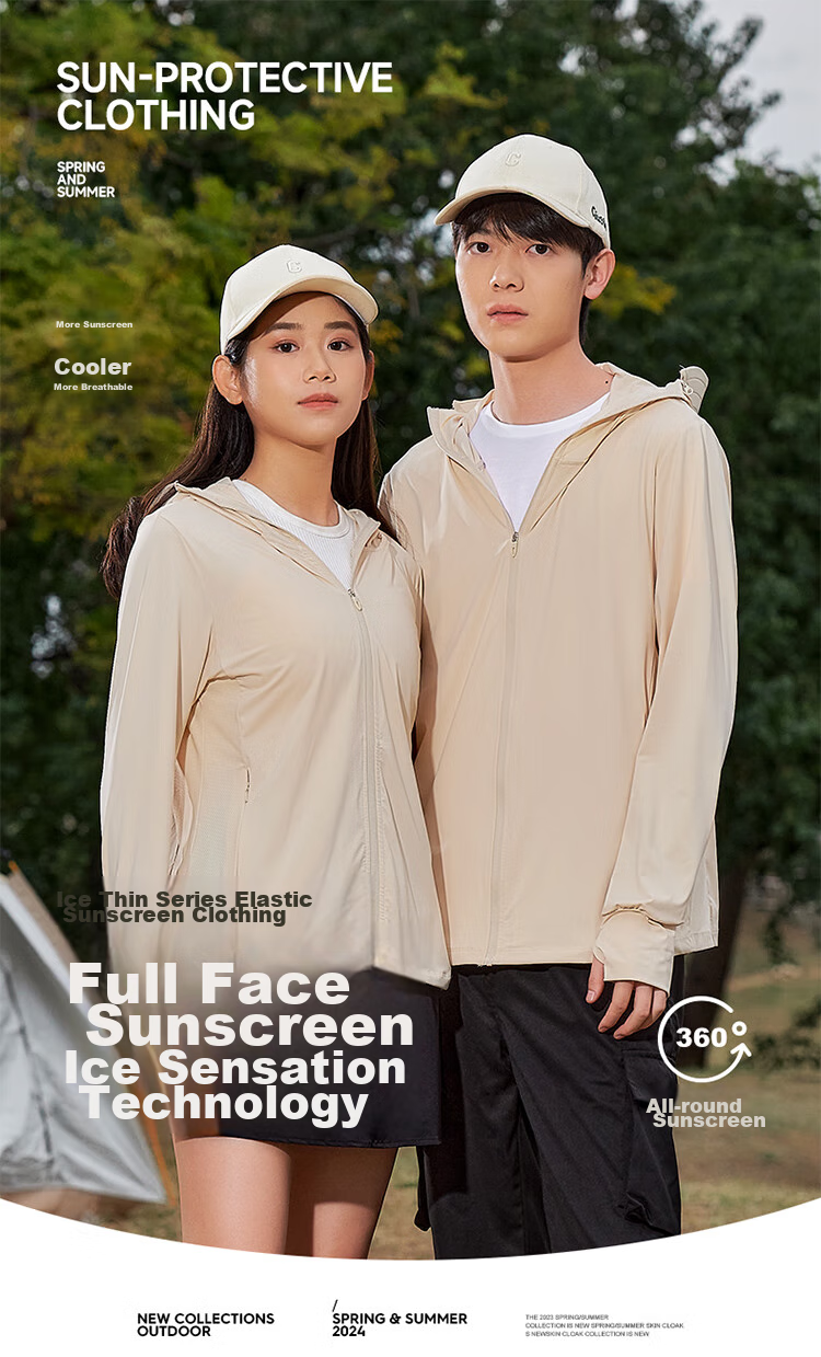 JEEP Original Yarn Sun Protection Clothing for Men And Women, Couples' Style, UV-Resistant, Ice-Cool Breathable Sun Protection Skin Coat 7030, Glacier Gray 3XL 3