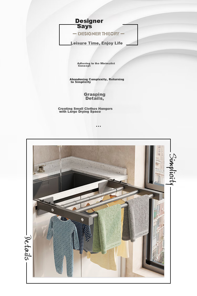 SHULIANG Retractable Clothes Drying Rack for Balcony, Home Use, Outdoor Drying Solution, Indoor Coat Hanger, Length 40CM 2