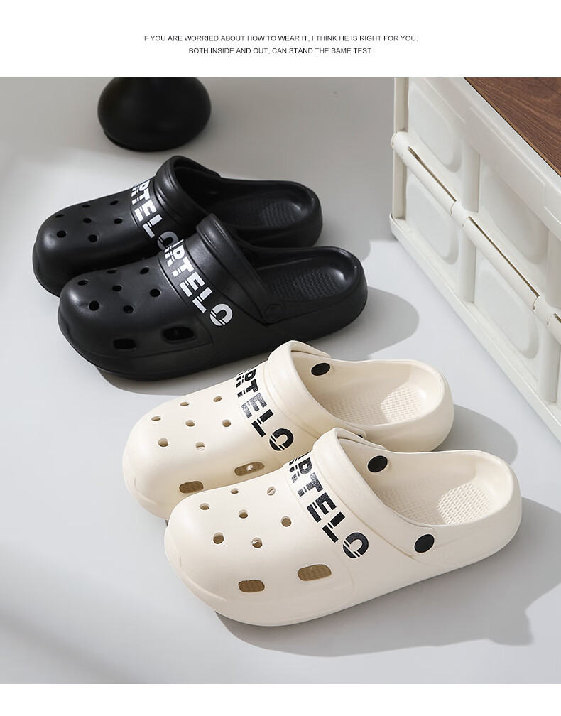 CARTELO Perforated Sandals for Men, Summer Beach Slippers, Casual Garden Shoes, Style 1488, Black, Size 44-45 10