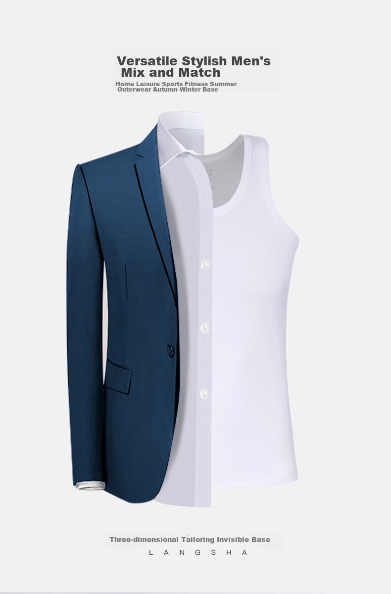 LangSha Pure Cotton Tank Top for Men, Summer Lightweight Sleeveless Casual Sports Sweat-Wicking Breathable Undershirt 15