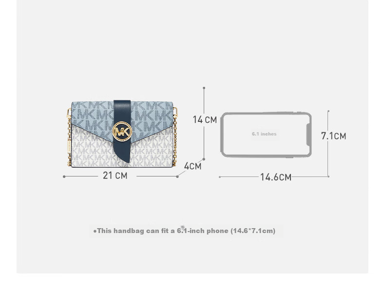 MICHAEL KORS [Elegant And Practical] CHARM Chain Envelope Bag Medium Size, Ballet Pink/deep Pink/white, Gift 2
