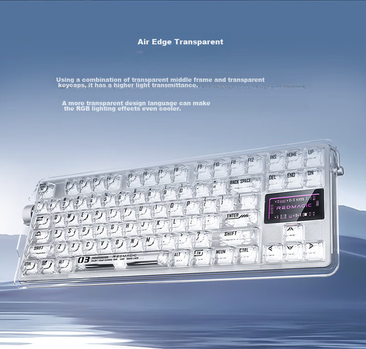 Nubiyahongmo Ice Domain Mechanical Keyboard, Tri-Mode Bluetooth/wireless Keyboard, 84 Keys, 8K Polling Rate, Gaming Keyboard, Low Latency, TTC Ice Switches, Hot-Swappable Transparent Keyboard 4