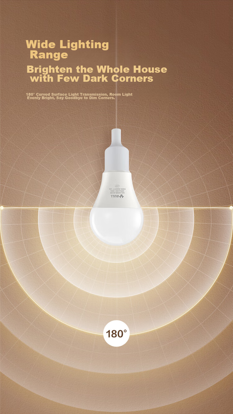 BULL LED Bulb, E27 Large Screw Base, Globe Light Bulb, High Brightness, 8W, Warm White 3000K 6