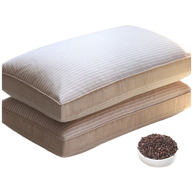 AVIVI Buckwheat Pillow, Cervical Spine Support Pillow Core, Dormitory Buckwheat Hull, Home Use Adult Firm Pillow, 30*50cm, Natural Yellow Stripe