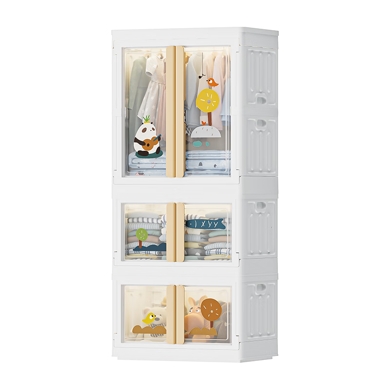 JD Original Bear Children's Wardrobe, Kids' Clothing Storage Cabinet, Baby Dress Heightened Wardrobe, 64cm Wide, 3 Layers