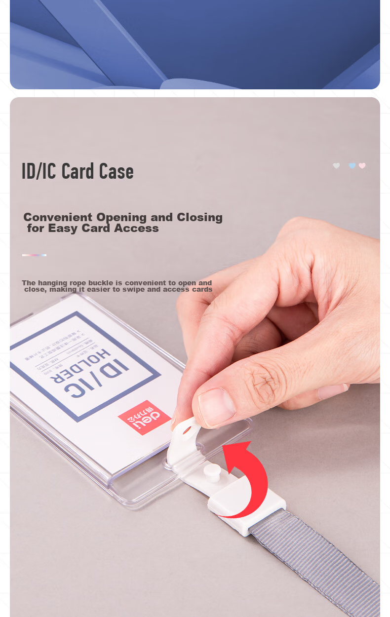 Deli 100 Horizontal Waterproof Work Badge Holder Transparent Employee ID Card Holder Bus Card Holder Meal Card Holder Access Control Subway Card Holder Student Name Tag 5758 7