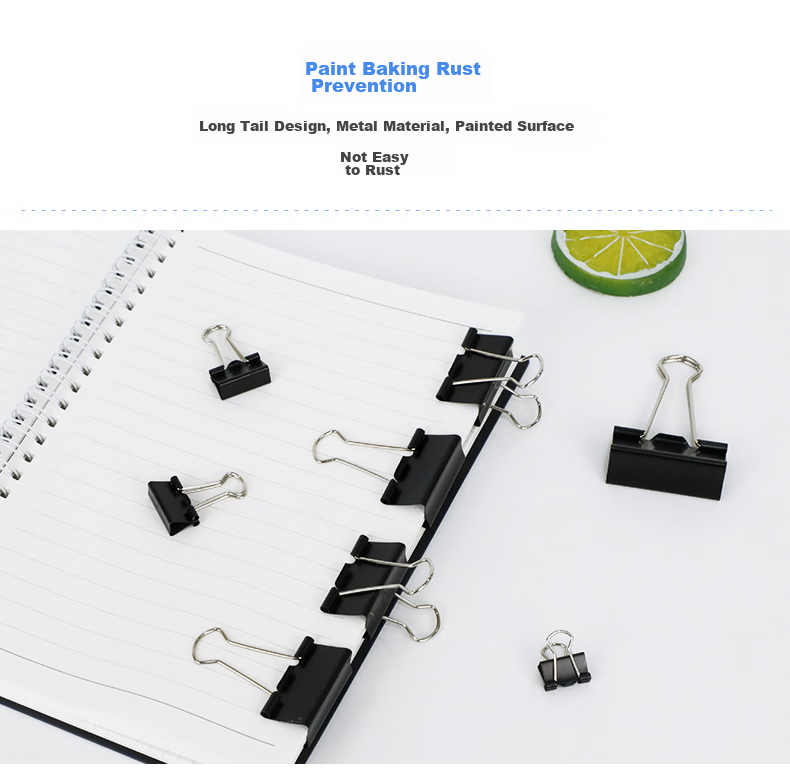 Befon Binder Clips, 60 Pieces, 15mm, Small Size, Black, File Clips, Multiple Sizes, Paper Clips, Financial Document Clips, Office Stationery, 60 Pieces/tube, 3876 9