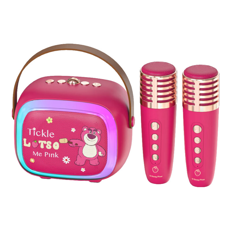 Disney Children's Microphone Karaoke All-In Machine, Mid-Autumn Festival Gift, Wireless Bluetooth Speaker, Xiaodu Smart Voice Assistant, for Students Singing, Boys And Girls Birthday Gift, MK18 Strawberry Bear