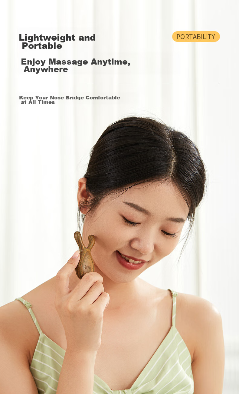 Chuxin Natural Ebony Wood Eye Massager, Creative Deer Antler Nose Beauty Device, Facial Meridian Acupoint Massage Tool 16