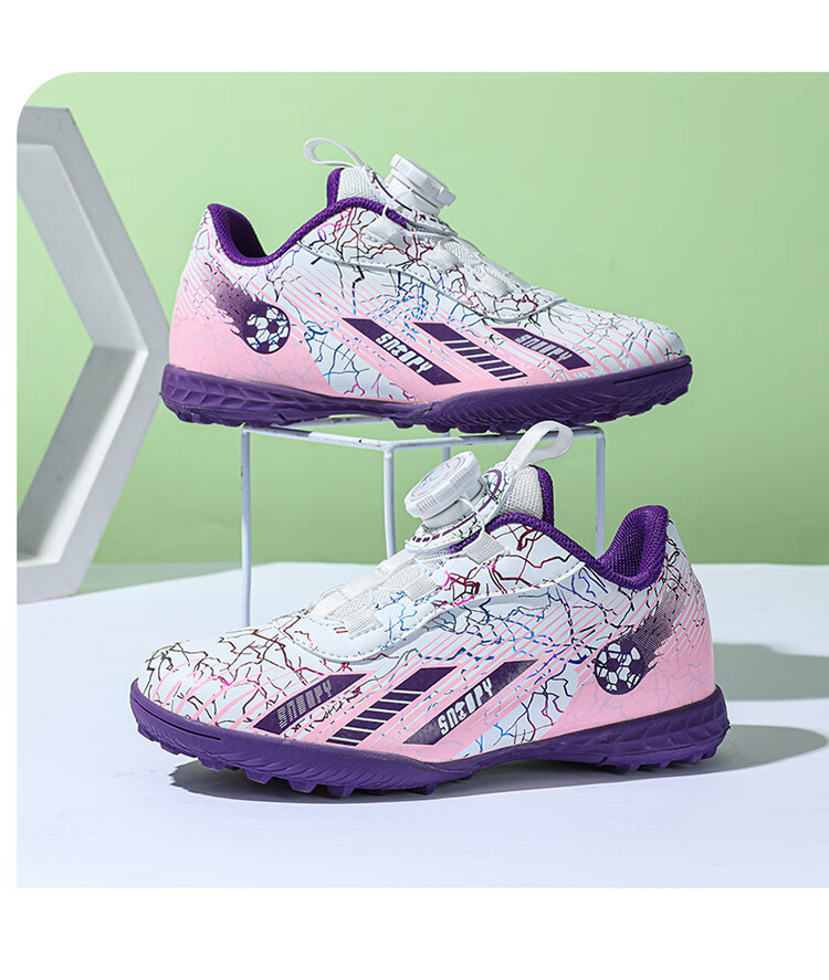 SNOOPY Children's Sports Shoes, Boys And Girls Training Shoes, TF Turf Cleats, Wear-Resistant Soccer Shoes, 0038 Dream Purple, Size 36 16