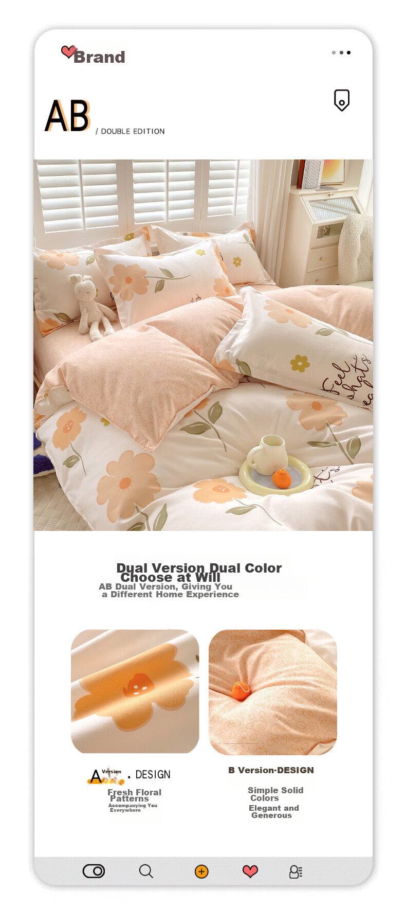 Grace Four-Piece Bedding Set, 7A Antibacterial Bedding Double Duvet Cover for 1.8/2 Meter Bed, Early Summer-Orange (Duvet Cover 2.2*2.4 Meters) 6