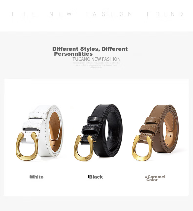 TUCANO Genuine Leather Belt with Pin Buckle for Women, Versatile Waistband, Fashionable Decorative Belt, Practical Birthday And 520 Gift 2