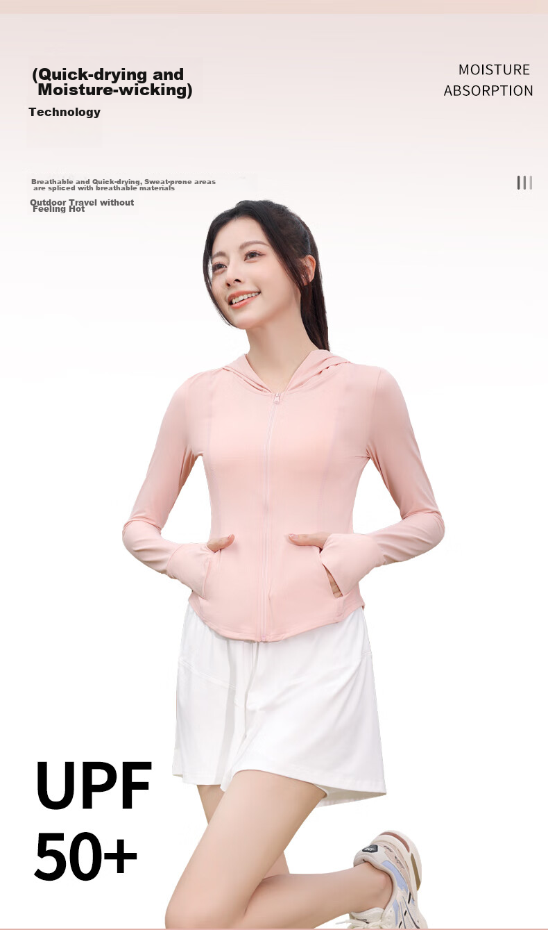 MiiOW Women's Hooded Sun Protection Jacket, Summer Ice Silk Cool-Feeling UV Protection Slim Lightweight Breathable Sports Coat 6