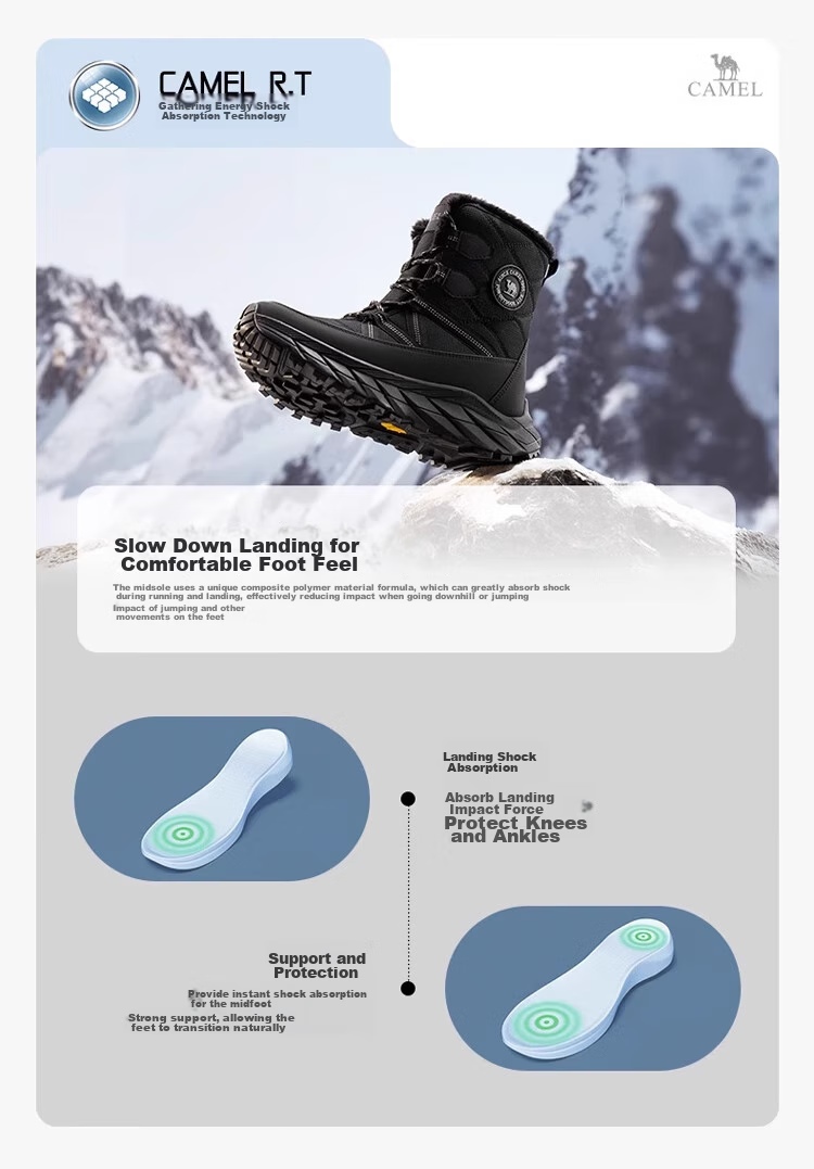 CAMEL Winter Outdoor Snow Boots for Men And Women, Thick-Soled High-Top Hiking Boots with Insulation And Warm Fleece Lining 4