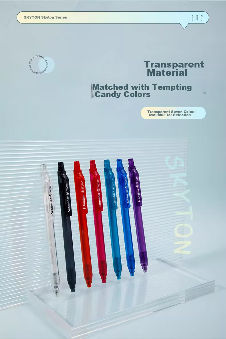 Schneider Gel Pen, 0.5mm, Black, Quick-Drying, Large Capacity, Retractable, Signing Pen, Writing Pen, Exam Pen, Office Meeting Pen - Sika Tong Transparent Black 3