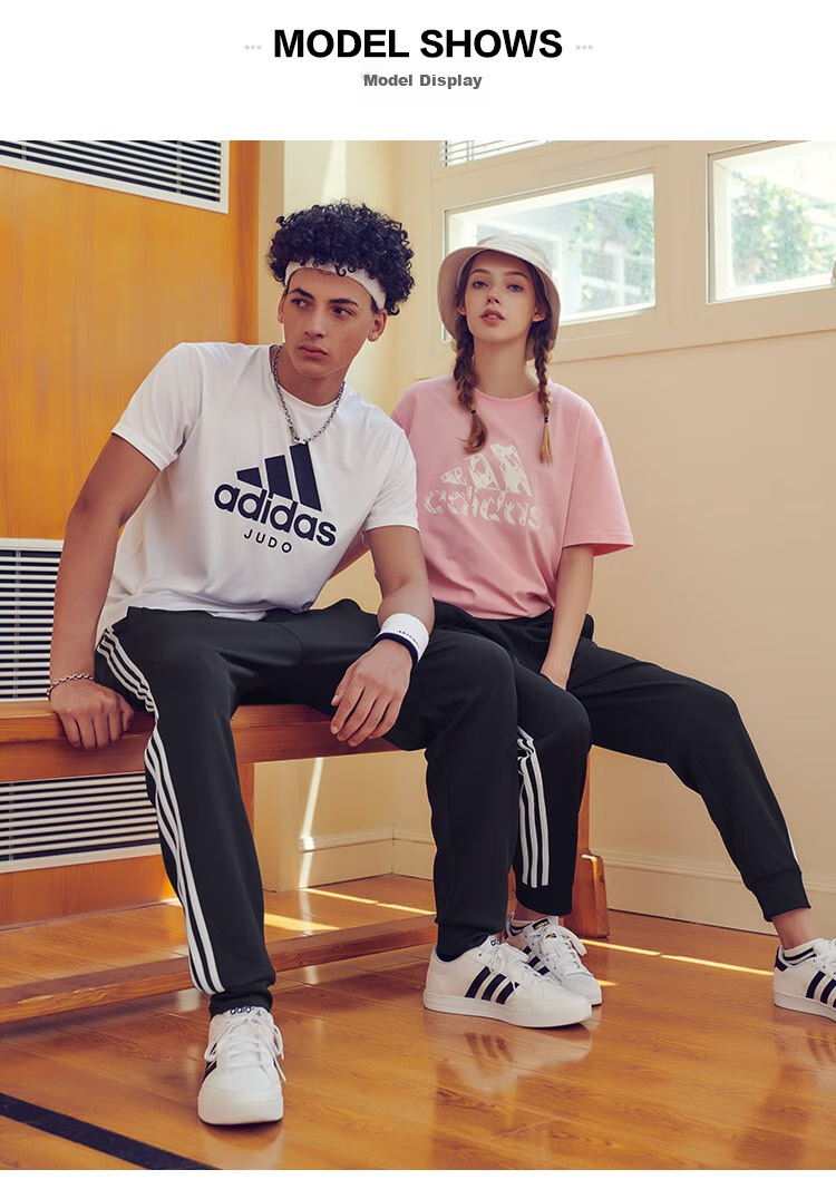 Adidas Men's Sports Pants, Cotton, Autumn Running, Outdoor, Loose Casual Trousers, Black And White, XS 6