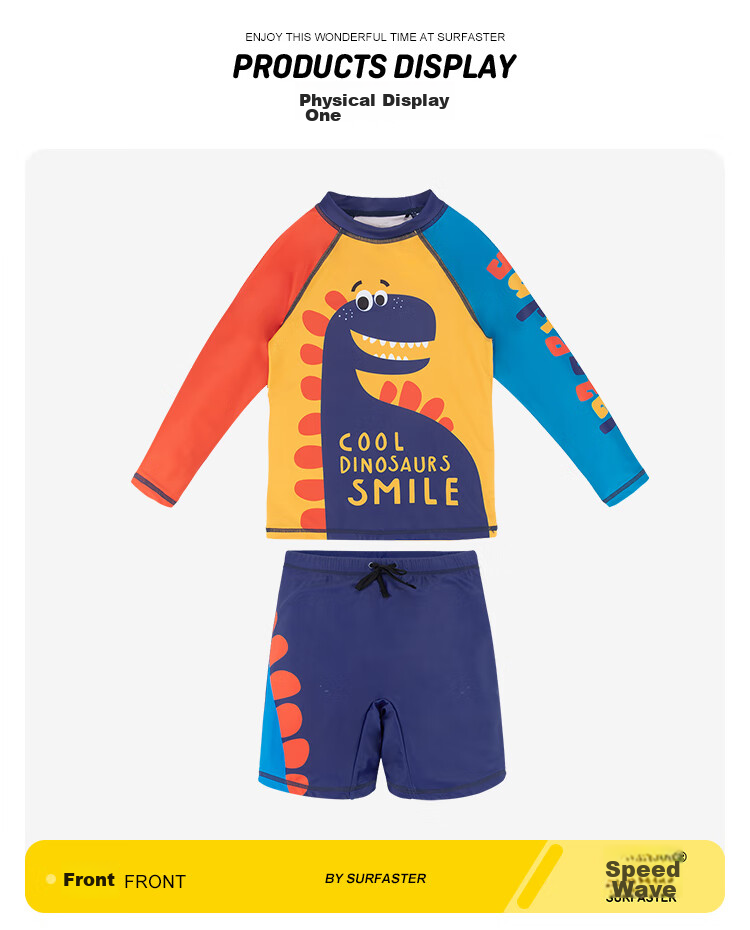 Sulang UPF50+ Sun Protection | 20% Spandex High-Elastic Long-Sleeve And Pants Children's Boys Swimwear Dinosaur Walking Pants 110 7