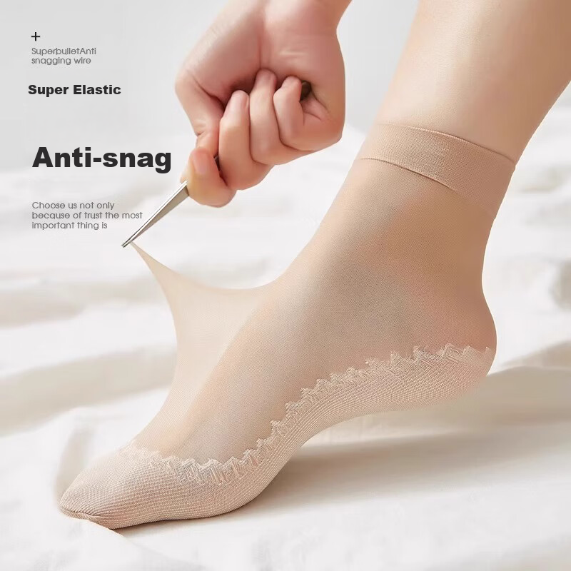 LangSha Women's Thigh-High Stockings, Spring And Summer, Non-Slip Sole, Sweat-Absorbing, Ultra-Thin, Anti-Snagging, Wear-Resistant, 7A Antibacterial, Nude And Transparent Mid-Calf Socks