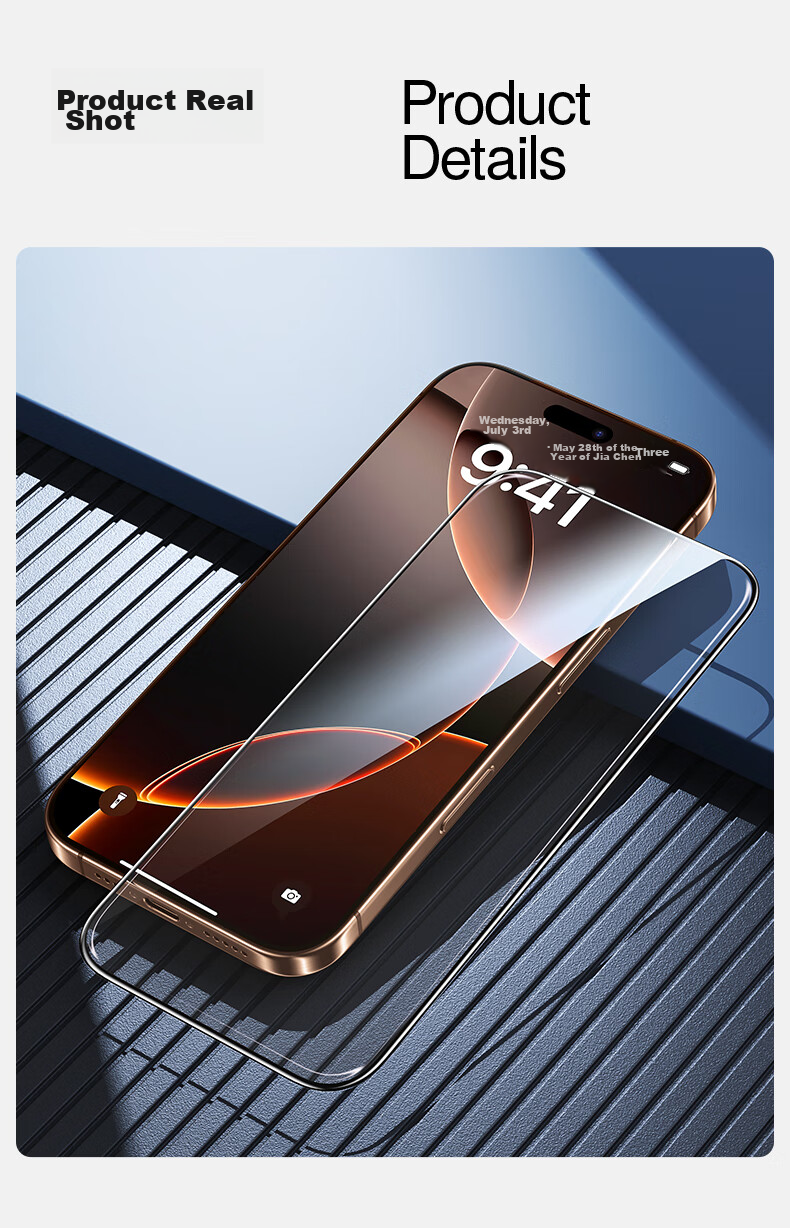 Shanmo Tempered Glass Screen Protector for IPhone 16 Pro Max, Apple 16 Pro Max Phone Film, 3D Full Screen Large View Ultra-Smooth Diamond Anti-Drop Anti-Shatter HD Anti-Fingerprint 16