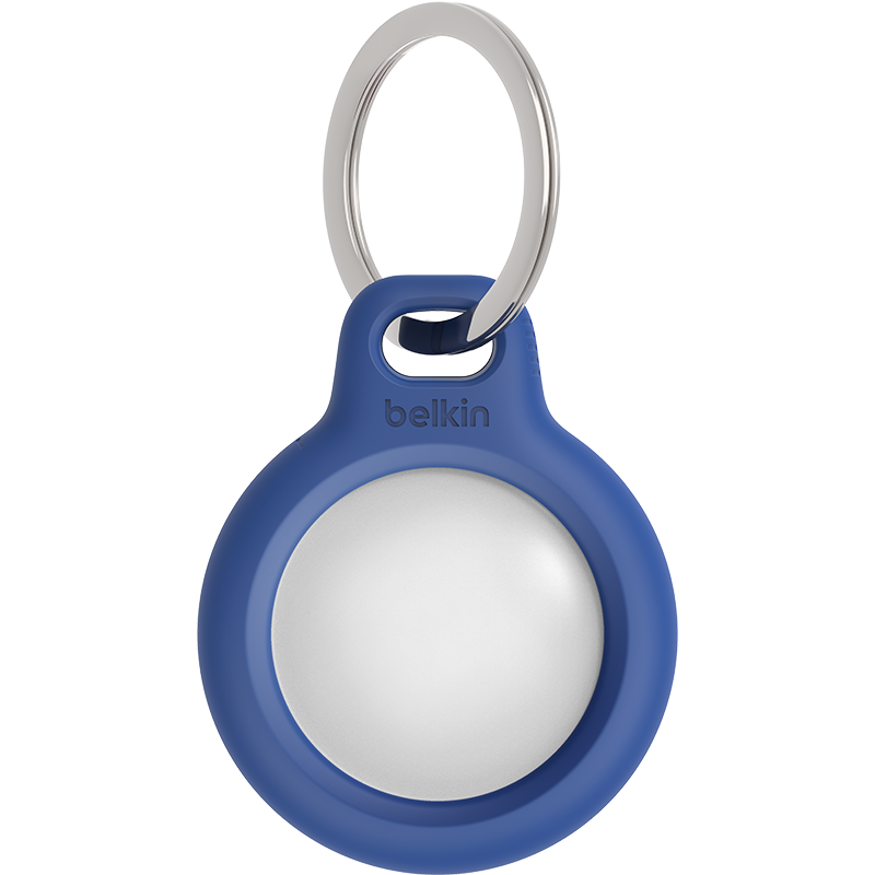 BELKIN Silicone Shockproof AirTag Protective Case with Lock Design, Anti-Loss Keychain, Portable, Sapphire Blue