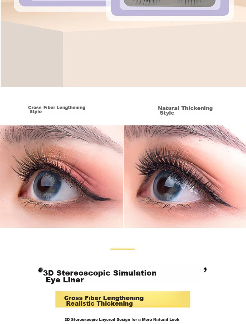 Jianyingshu Natural Dense False Eyelashes 5 Pairs Set, Full-Length One-Piece Lash Extensions, Non-Glue Required 2