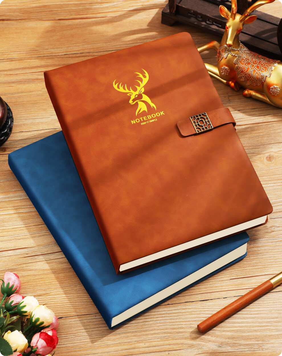 Faramon Notebook A4 Leather Cover Thick Notebook Journal Business Simple Office Meeting Record Book Notepad Stationery Customization A4 Dock Blue 2