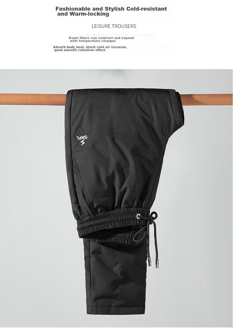 SNOWFLYING Goose down Pants Men's Outdoor Thickened Winter Warm Straight-Leg Casual Trousers Black 170 5