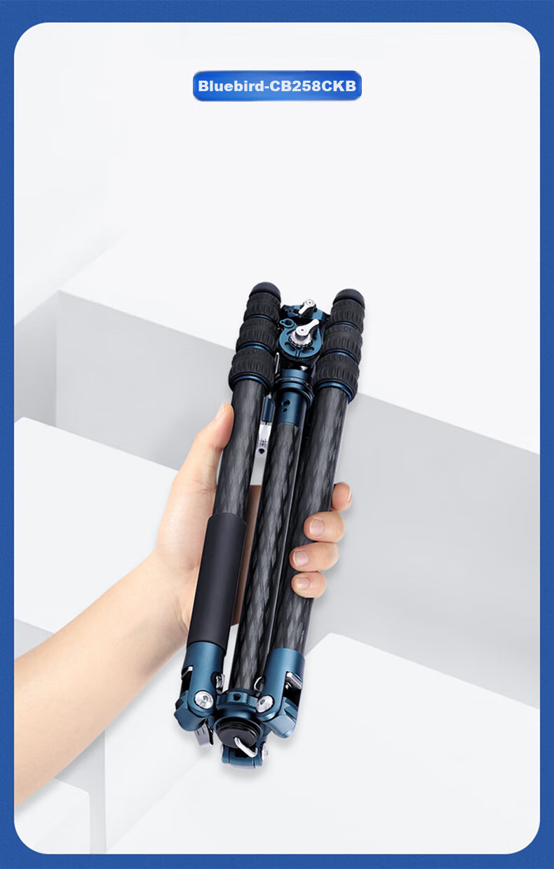 Benro CB259CFK, Professional Photography And Video Live Streaming Dual-Level Tripod with Handle, Hydraulic Head, Mirrorless And DSLR Camera Portable Plate Clamp Flat Tube Carbon Fiber Tripod Kit 11