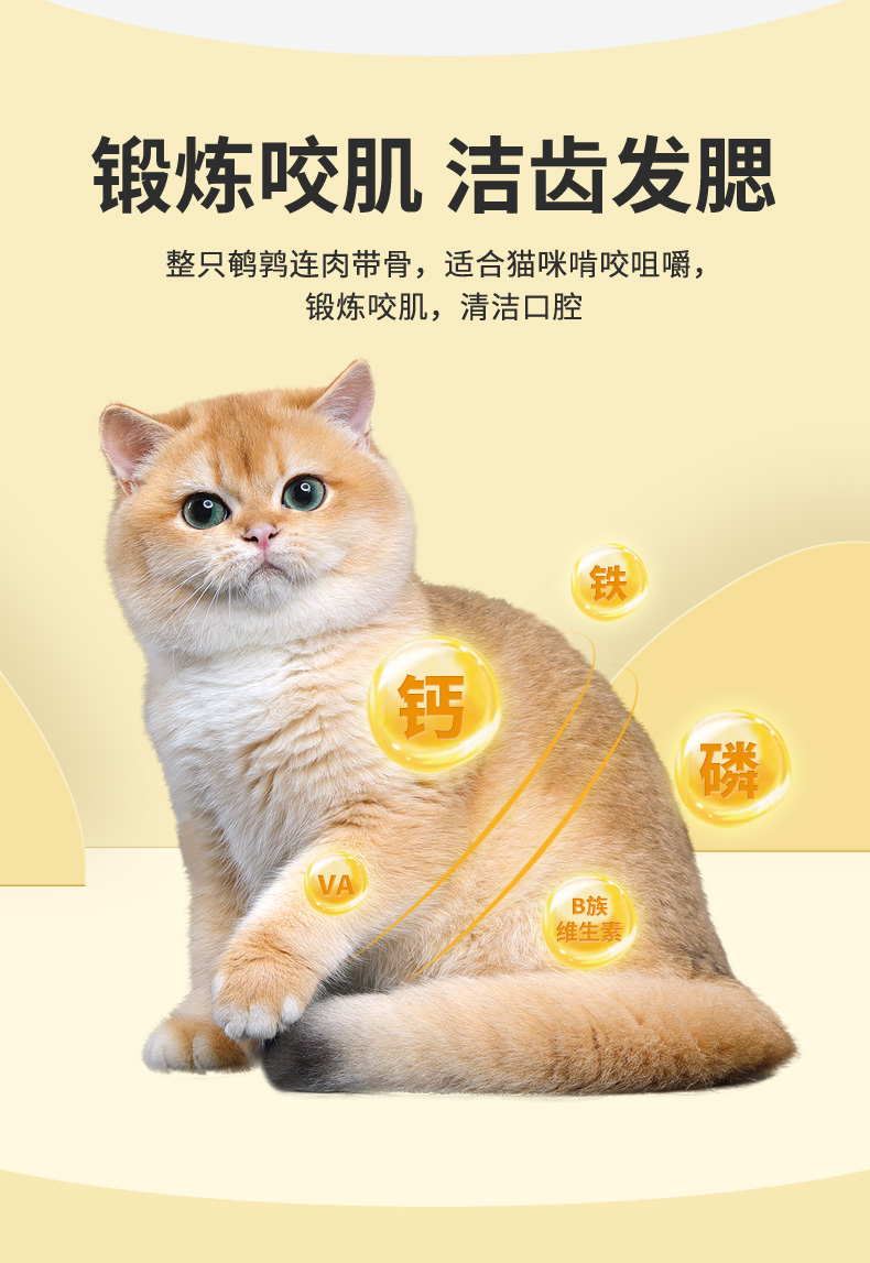 爱立方鹌鹑冻干猫咪生骨肉猫粮增肥发腮宠物补钙磨牙冻干猫零食110g