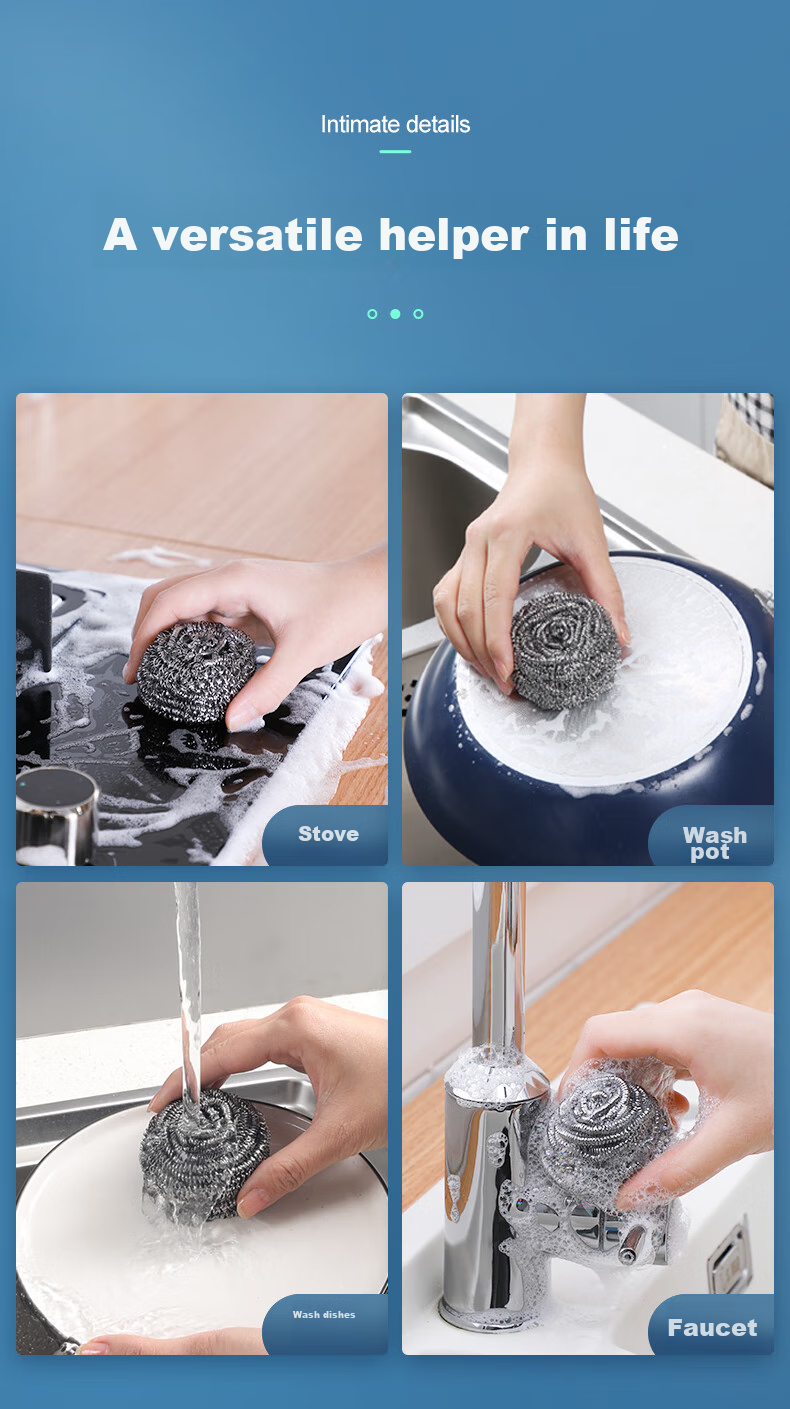 Zimeihua Steel Wool Scouring Pad, Lint-Free Cleaning Ball, Pack of 3, Removes Grease And Dirt 7