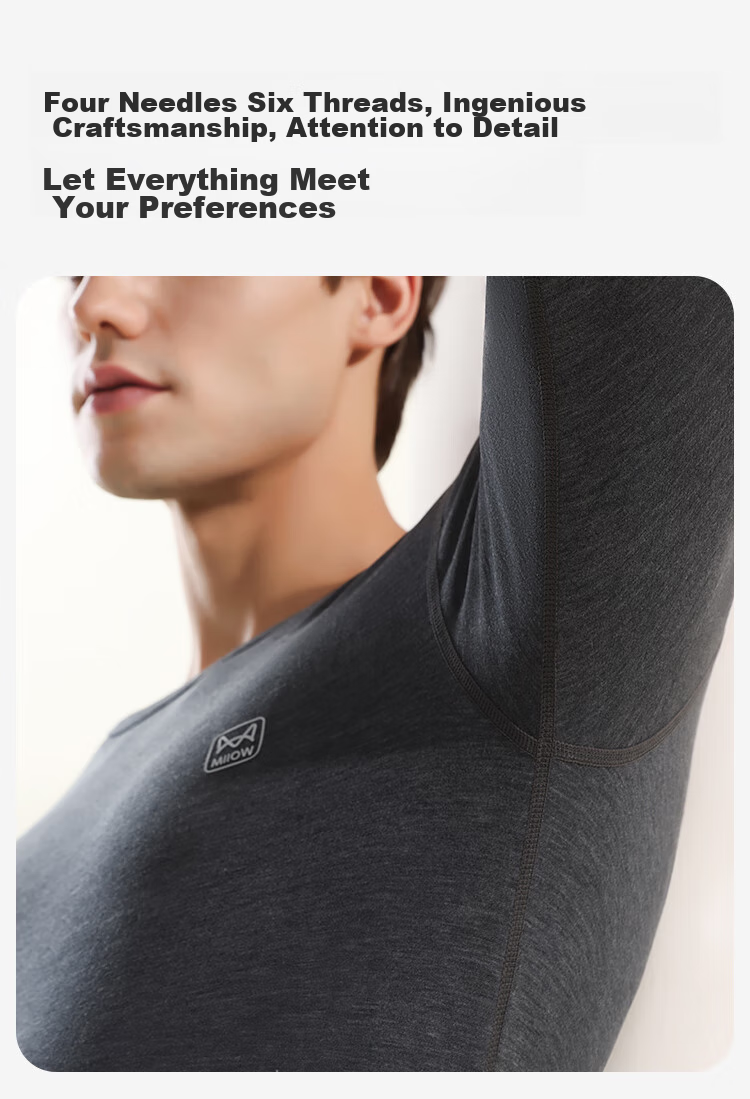 MiiOW Modal Men's Thermal Underwear Set, Autumn Thermal Top And Bottom, Fleece-Lined Thick Warm Undergarments 27
