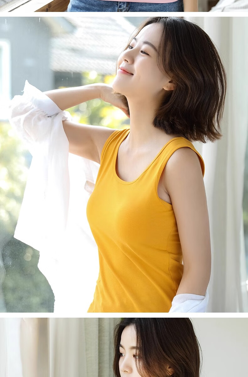 Hengyuanxiang Women's Autumn Pure Cotton Knitted Camisole, Suitable for Outer Wear, Stylish Inner Layering, Base Layer Sports Vest, Small Spaghetti Strap Top 14