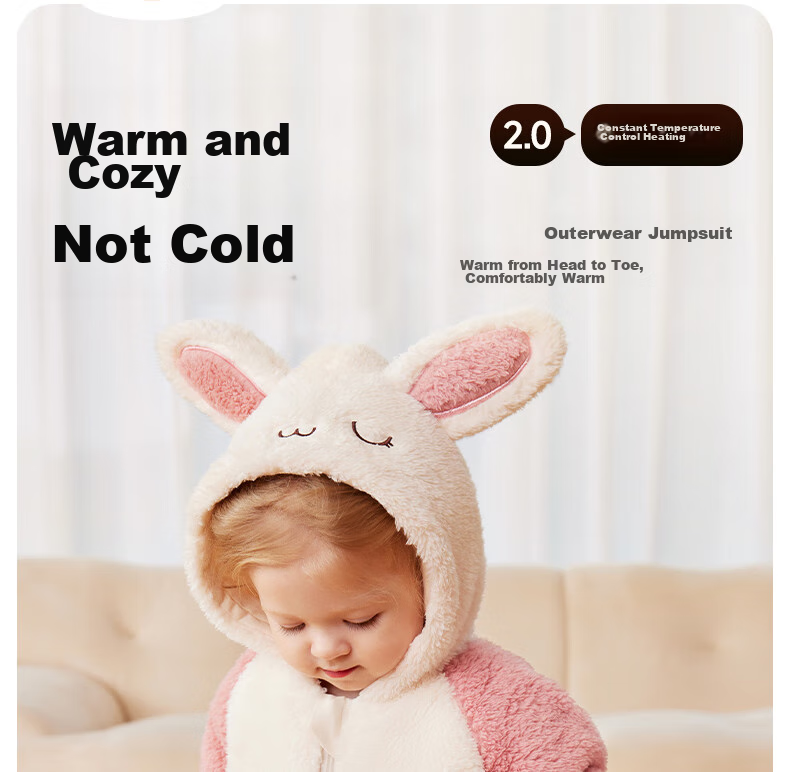 Beitaisi Baby Clothes Autumn Winter Padded Onesie, Thickened Warm Cute Fluffy Baby Outdoor Cotton Jacket Romper 5