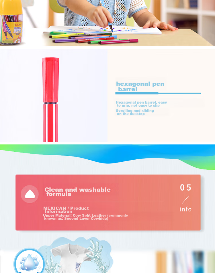 Deli 18-Color Hexagonal Fine-Tip Watercolor Markers (Pink), Washable Children's Creative Drawing Pens, Student Art Doodling Markers, Graduation Gift for Boys And Girls, 7060-18 Watercolor Pens 8