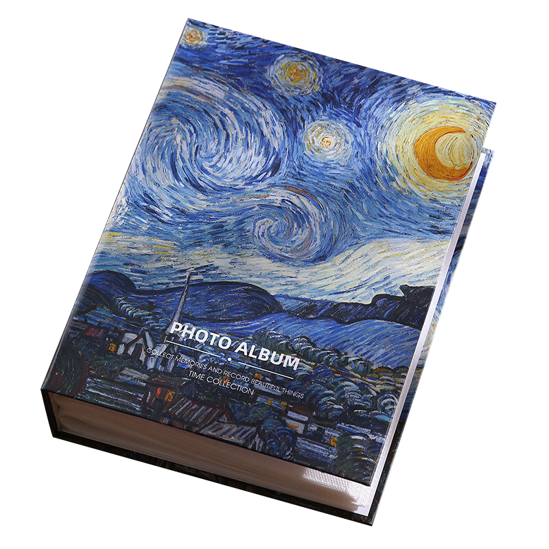 Ouliwen [Lowest Price Online] Insert-Style Oil Painting Storage Album, Large Capacity Family Photo Album, Graduation Souvenir Book, Photo Book (6-Inch Laminated, 200 Pages) - Starry Night