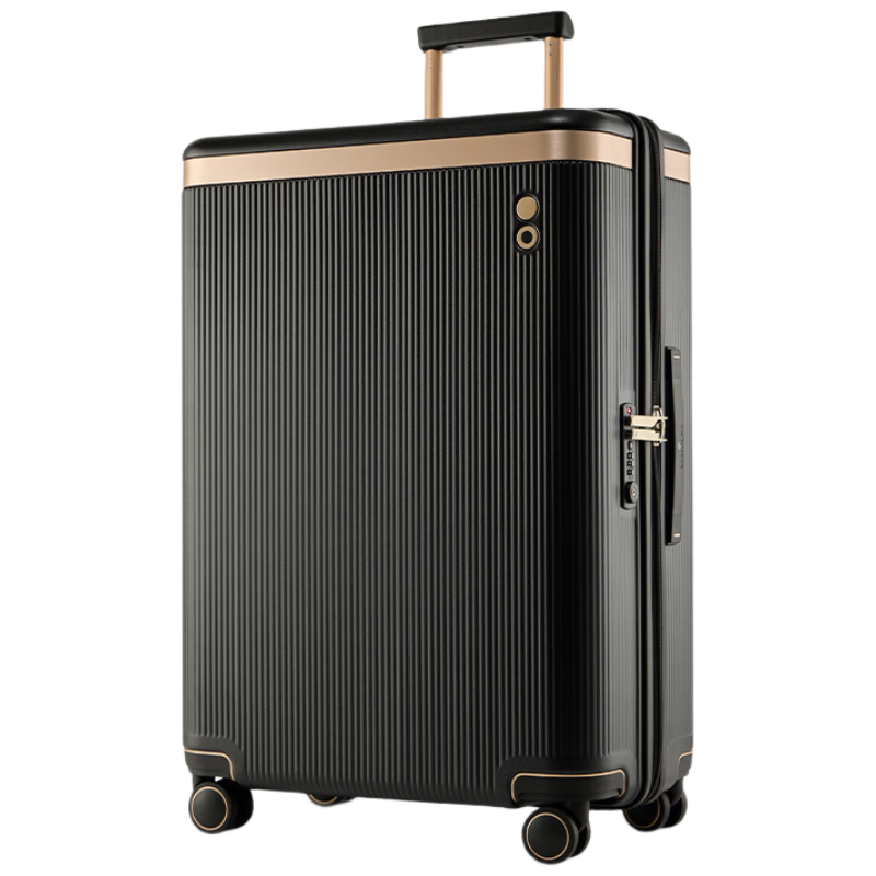 Echolac Celebrity-Style Large Capacity Suitcase, International Travel Case, Wang Chao Scratch-Resistant Trolley Case, Black, 24-Inch PC142