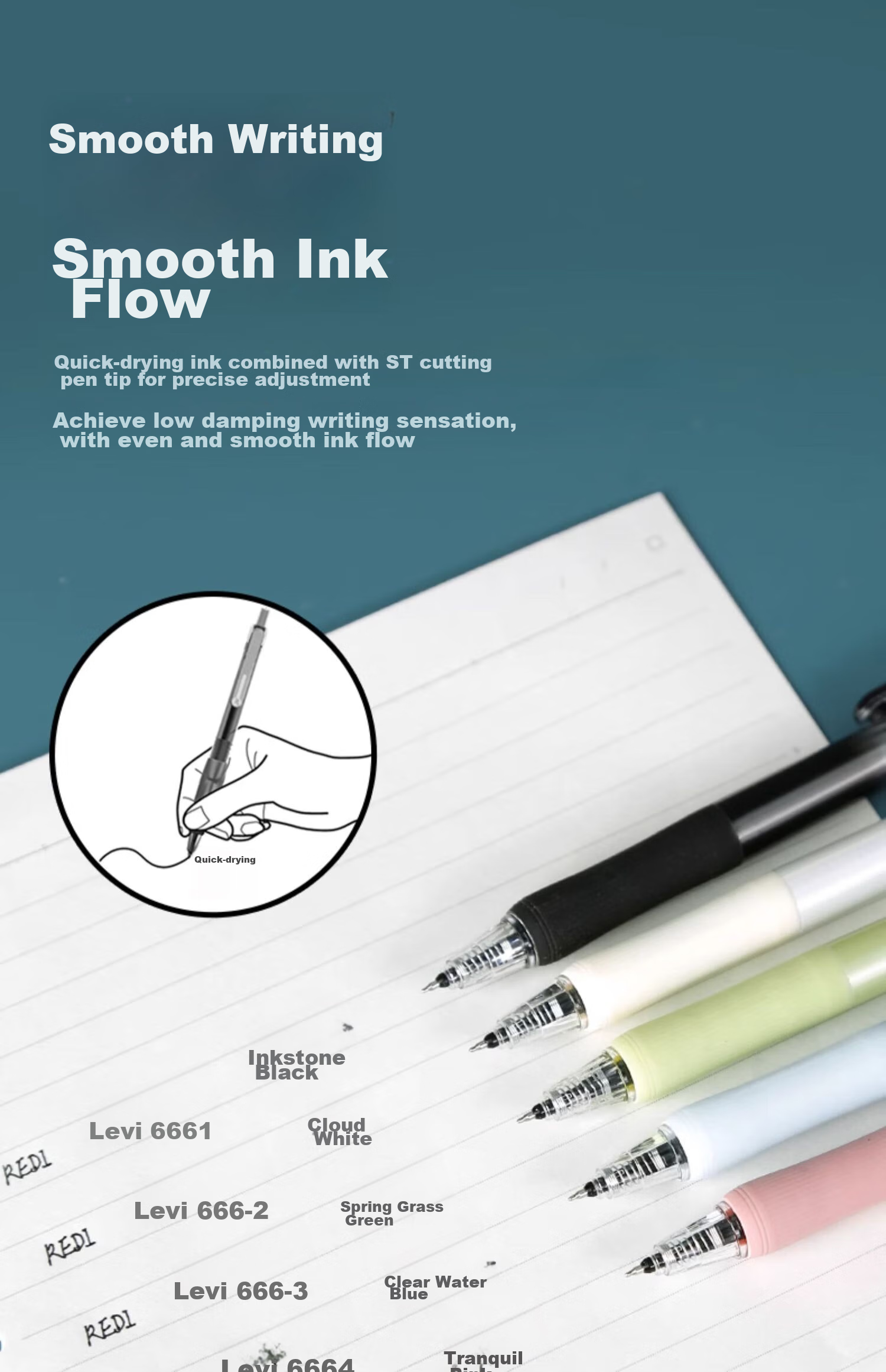 Lepusheng Gel Pen, Retractable, Direct Liquid Quick-Drying Signature Pen, 666 Exam Writing Pen, Student Pen Refill, 0.5mm Black, Office Supplies, 666 Blue + 5 Refills, 6201S 12