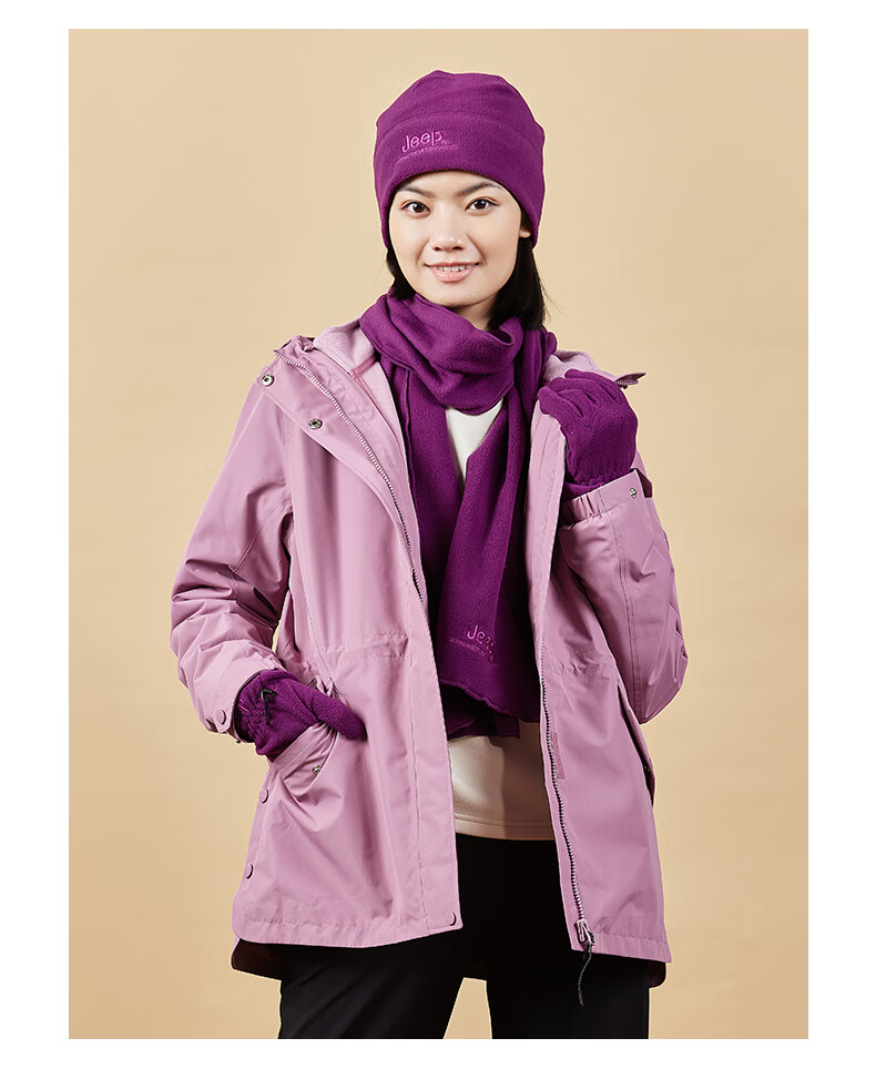 Jeep Outdoor Jacket for Men And Women, Three-In Fleece Windproof Waterproof Couple's Coat with Detachable Layers, Cold-Resistant Mountaineering Suit, 2XL 28