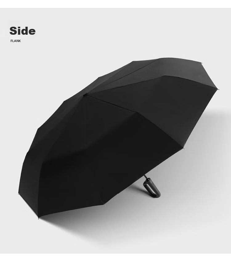 C'mon Fully Automatic Umbrella, Three-Fold Large Size, Sun Protection Umbrella, Sunshade Umbrella for Men, Automatic Folding Umbrella with Ring, Black 9