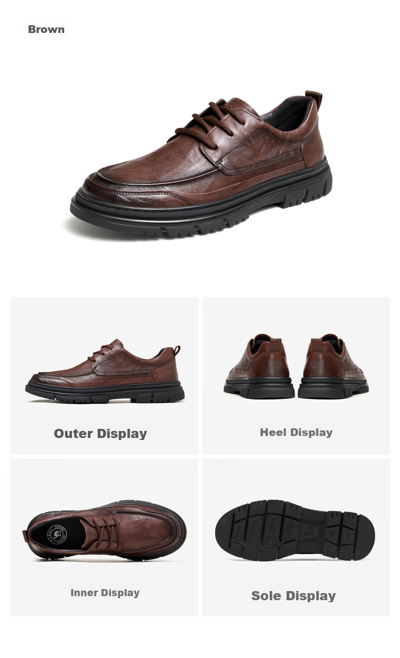 CAMEL Commuter British Retro Cowhide Formal Casual Leather Shoes for Men G13A155022 Black 41 13