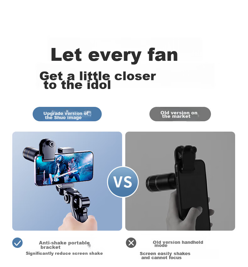 Shuotu Concert Shooting Device, Smartphone Lens Telephoto High-Definition Zoom External Camera, Photo Taking Telescope, Remote Monitoring, Live Streaming, Music Festival Professional Photography, Magnification Zoom 2