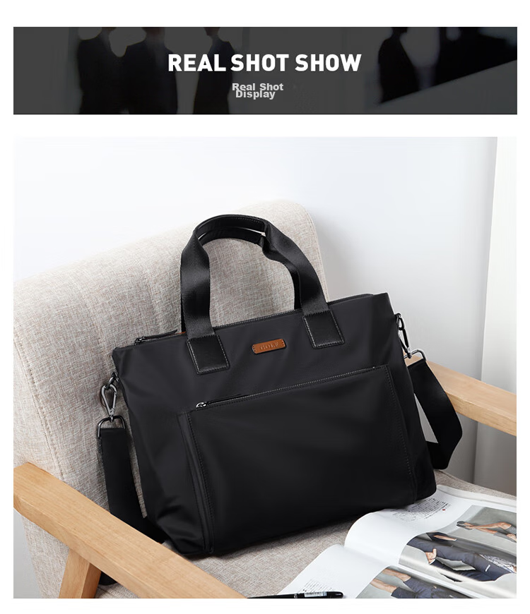 GOLF Business Briefcase, Large Capacity Handbag for Men, 15-Inch Laptop Bag, Lightweight Casual Shoulder Crossbody Bag, Horizontal Style Briefcase, 5I768317J, Gray 16